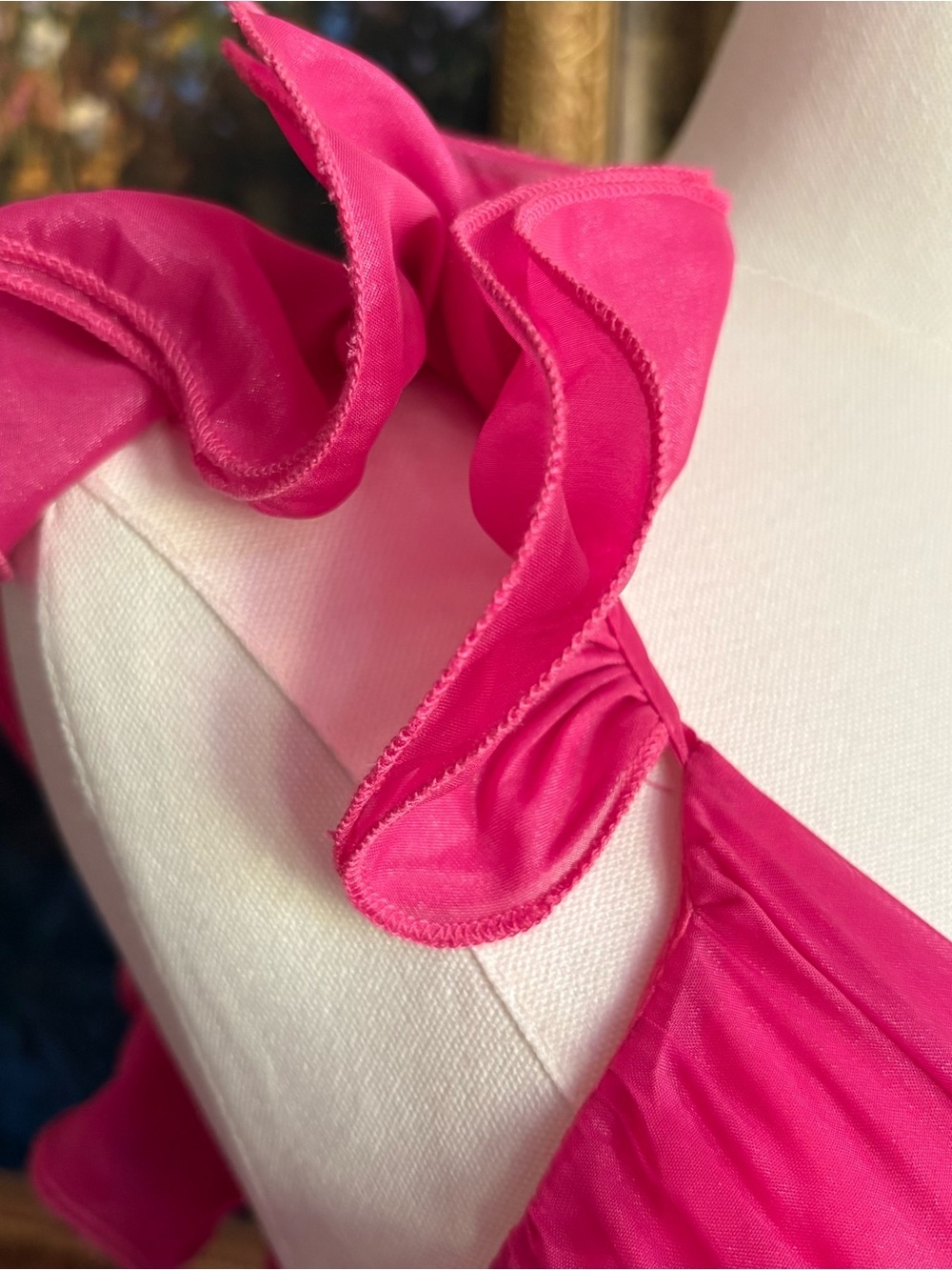 Petal & Pup Flutter Strap Deep V Midi Dress in Hot Pink/Berry. Size small. - Picture 6 of 10